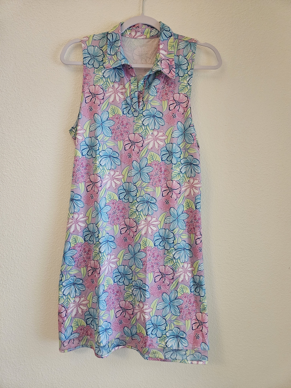 Gottex Pastel Floral Midi Dress Golf, Tennis, Quick Dry, Zip Pockets $98 MSRP